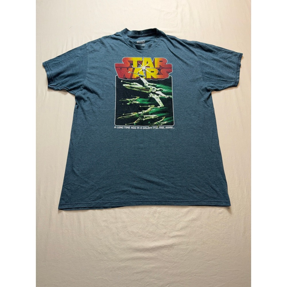 Star Wars Mens‎ XL T-Shirt Blue X-Wing Starfighter Retro Tee (Minor Pilling)